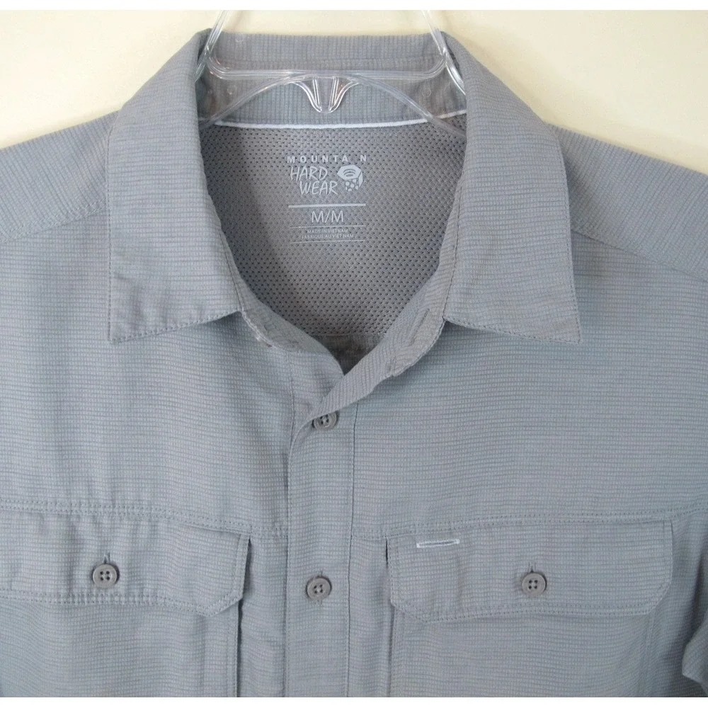 Mountain HardWear Button UP Short Sleeve Tech Wear Gray  Casual Shirt‎ Men's M